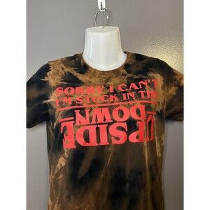 Stranger Things Upside Down Shirt Womens Small Brown Bleach Graphic Tee Top